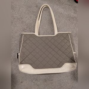 Nkomo Large Quilted Tote TAN/WHITE